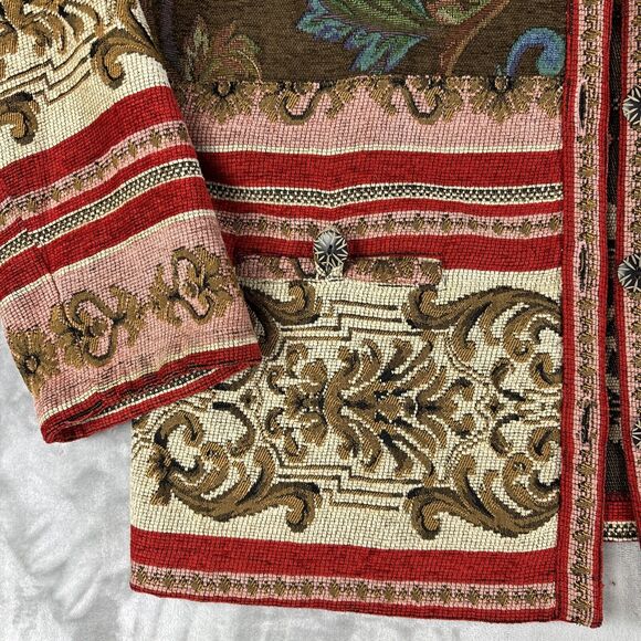 Vintage Sag Harbor Tapestry Jacket Women's 14 Red‎ Brown Pattern Detailed (1013) - Picture 5 of 11